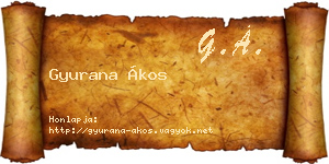 Gyurana Ákos névjegykártya